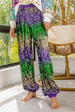 Purple Mardi Gras Sequin Color Block Pants