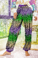 Purple Mardi Gras Sequin Color Block Pants