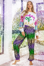 Purple Mardi Gras Sequin Color Block Pants