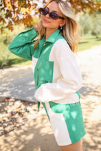 Green/White Color Block Jacket