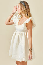 Ruffle Sleeve Structured Satin Faille Bubble Dress