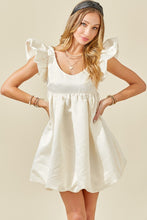 Ruffle Sleeve Structured Satin Faille Bubble Dress