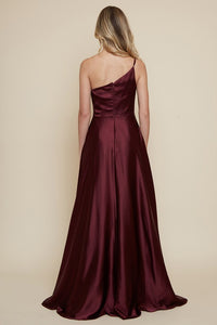 Burgundy Ladies One Shoulder Maxi Dress