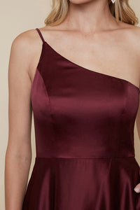 Burgundy Ladies One Shoulder Maxi Dress