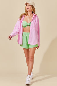 Lime Ribbon Bralette And Short Set