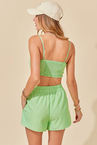 Lime Ribbon Bralette And Short Set