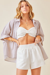 White Ribbon Bralette And Short Set