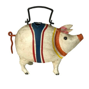 Spring Poncho Pig Hand-Painted Watering Can
