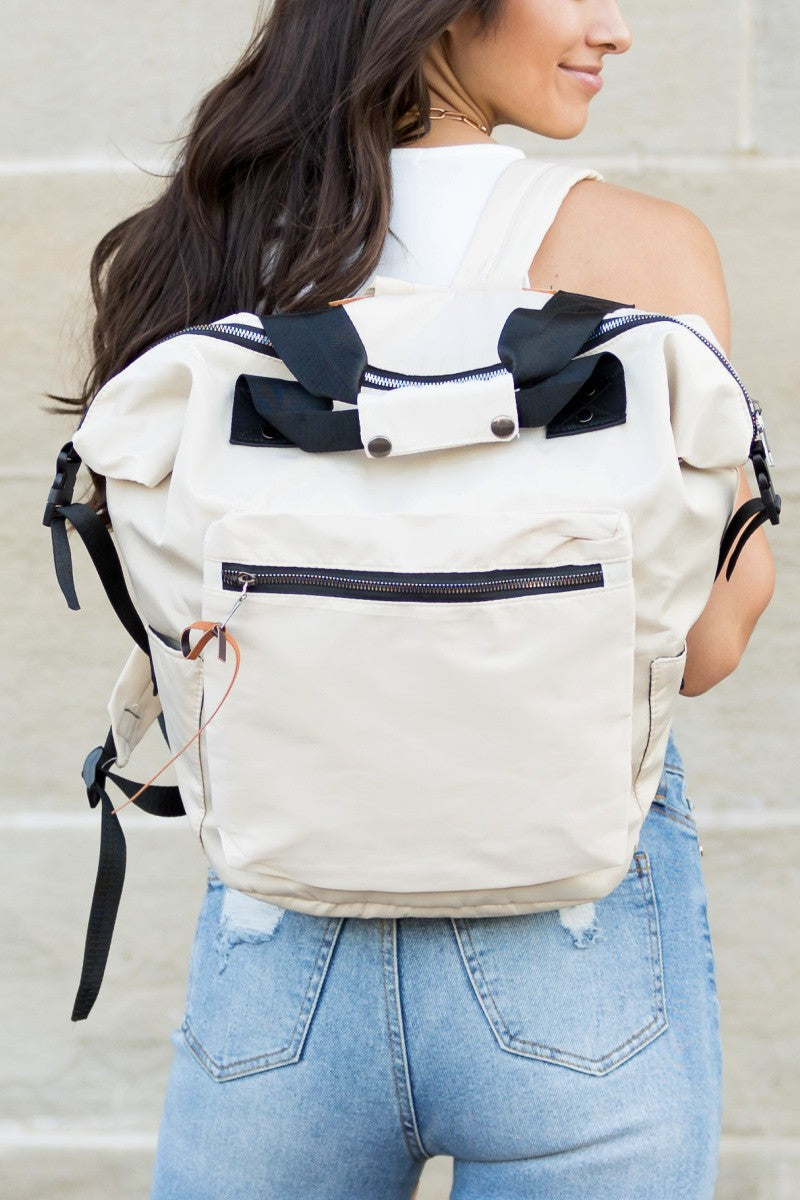 Beige Everyday Backpack Tote