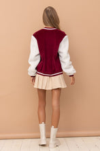 Burgundy Sherpa Baseball Bomber Jacket