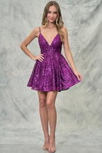 Magenta Sleeveless Sequin Tie Back Mini Dress