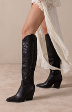 Black The Bronco - Knee-high Embroidered Boots