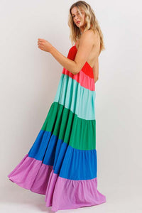 Multi Color Block Maxi Dress