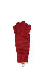 Burgundy CC Solid Ribbed Glove With Lining