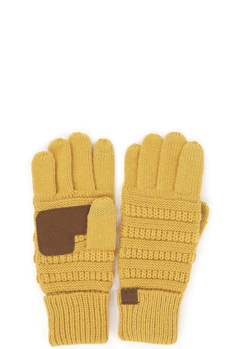 Mustard CC Solid Ribbed Glove With Lining