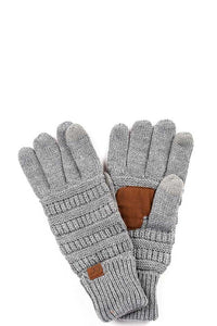 Lt Grey CC Solid Ribbed Glove With Lining