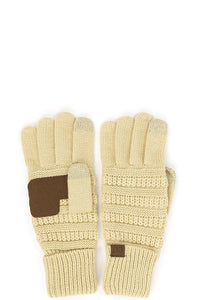 Peanut CC Solid Ribbed Glove With Lining