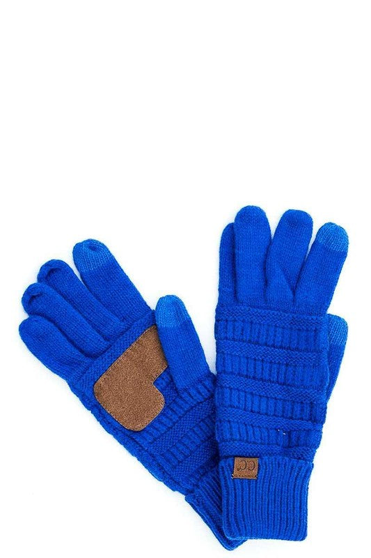 Royal Blue CC Solid Ribbed Glove With Lining