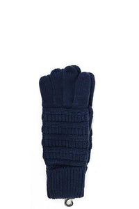 Navy CC Solid Ribbed Glove With Lining