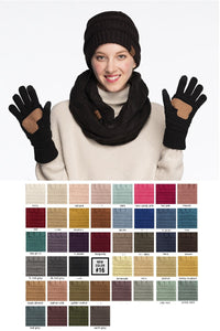Peanut CC Solid Ribbed Glove With Lining