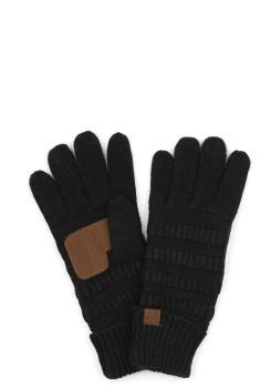 Black CC Solid Ribbed Glove With Lining