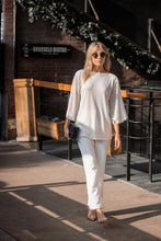 White Boatneck Sequin Flutter Sleeve Top