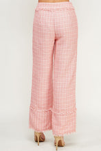 Coral Frayed Detail Tweed Pants