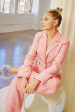 Coral Tweed Cropped Blazer Jacket