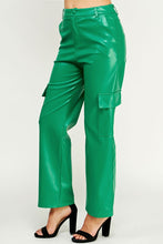 Emerald Faux Leather Cargo Pants