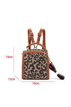 Animal Print Woven Backpack With Leather Trim