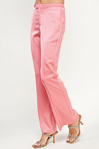 Pink Tailored Satin Pants