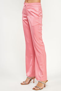 Pink Tailored Satin Pants