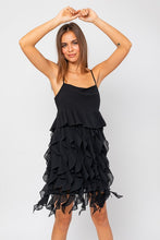 Black Raffle Detail Baby Doll Mini Dress