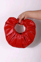Red Round Ruched Clutch Handbag