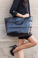 Black Metallic Puffer Tote