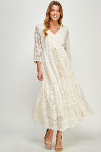 Cream Lace Midi Dress