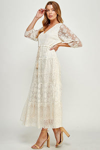 Cream Lace Midi Dress