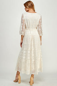 Cream Lace Midi Dress