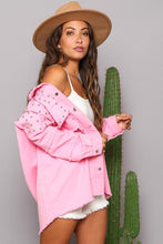 Pink Studded Frayed Jacket