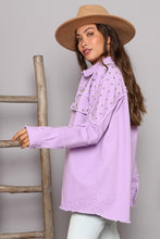 Baby Lilac Studded Frayed Jacket