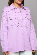 Baby Lilac Studded Frayed Jacket