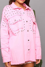 Pink Studded Frayed Jacket