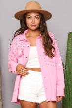 Pink Studded Frayed Jacket