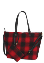 Red Plaid Weekend Tote Bag And Pouch