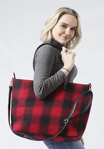 Red Plaid Weekend Tote Bag And Pouch