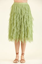 Lt Sage Embellished Tulle Layered Midi Skirts
