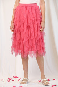 Bubblegum Embellished Tulle Layered Midi Skirts