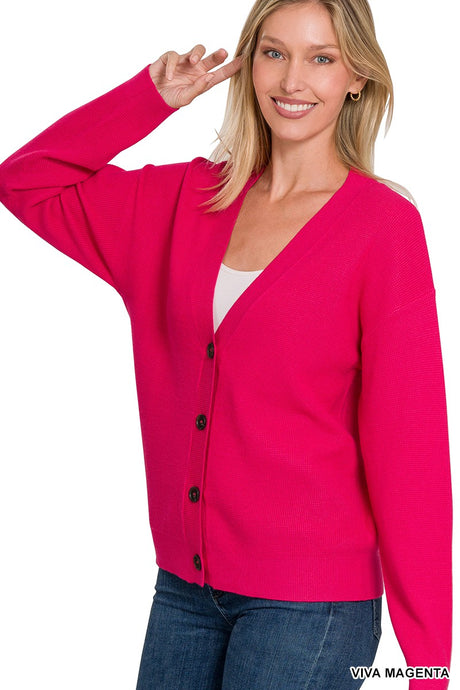 Viva Magenta Viscose Sweater Cardigan
