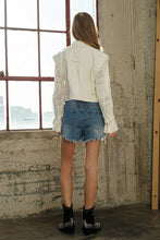 White Twill Crop Crochet SLV Jacket