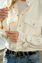 White Twill Crop Crochet SLV Jacket